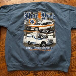 GIldan Rochester NY Firefighter Emergency Rescue Squad Sweatshirt Blue Size XL